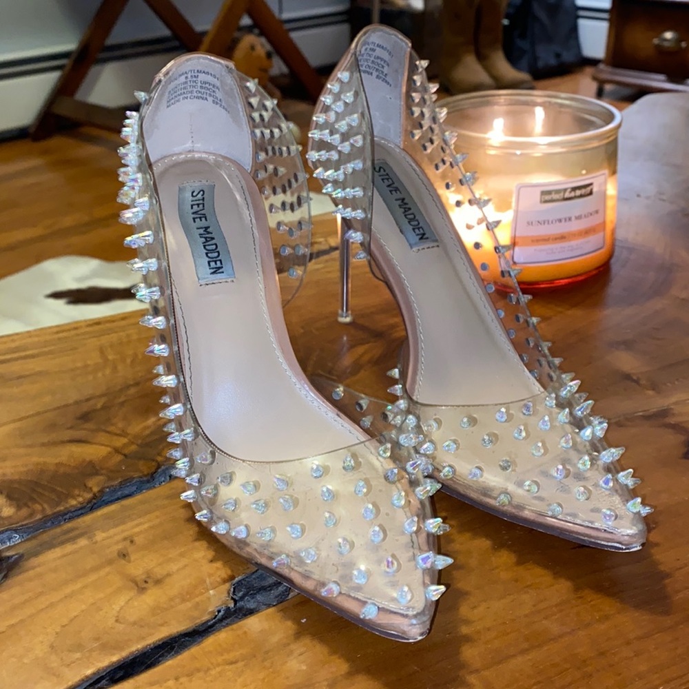 Steve Madden Spiked Clear Heels size 6.5